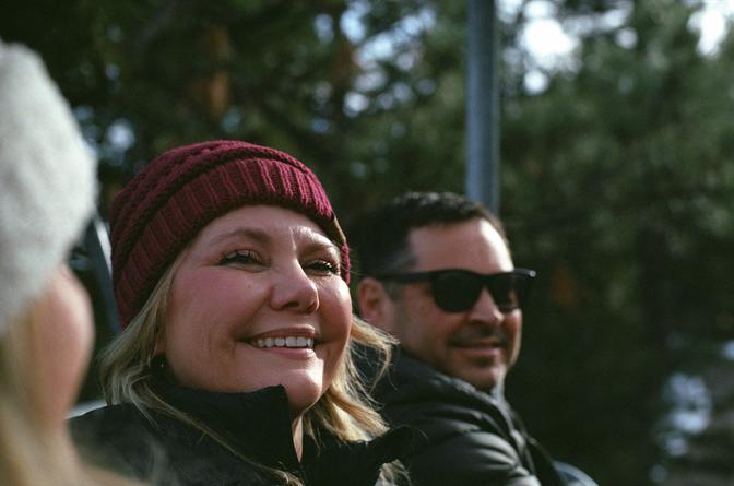 My mother and father-in-law riding a ski lift at the Colorado Springs Zoo